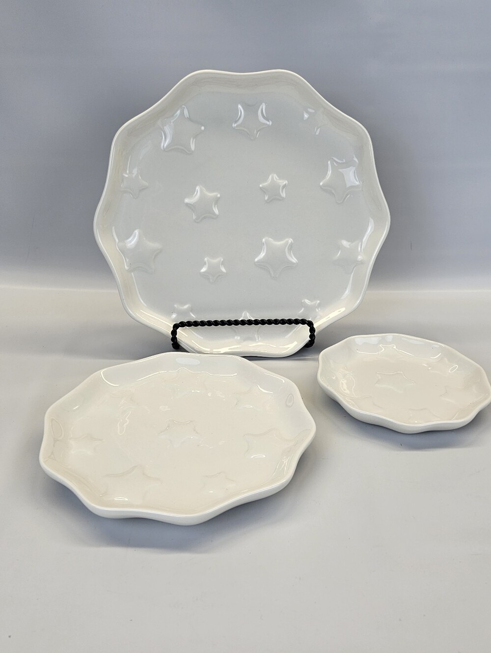 Princess House Star Plates Serving Trays Set Of 3 White Holiday Christmas Party